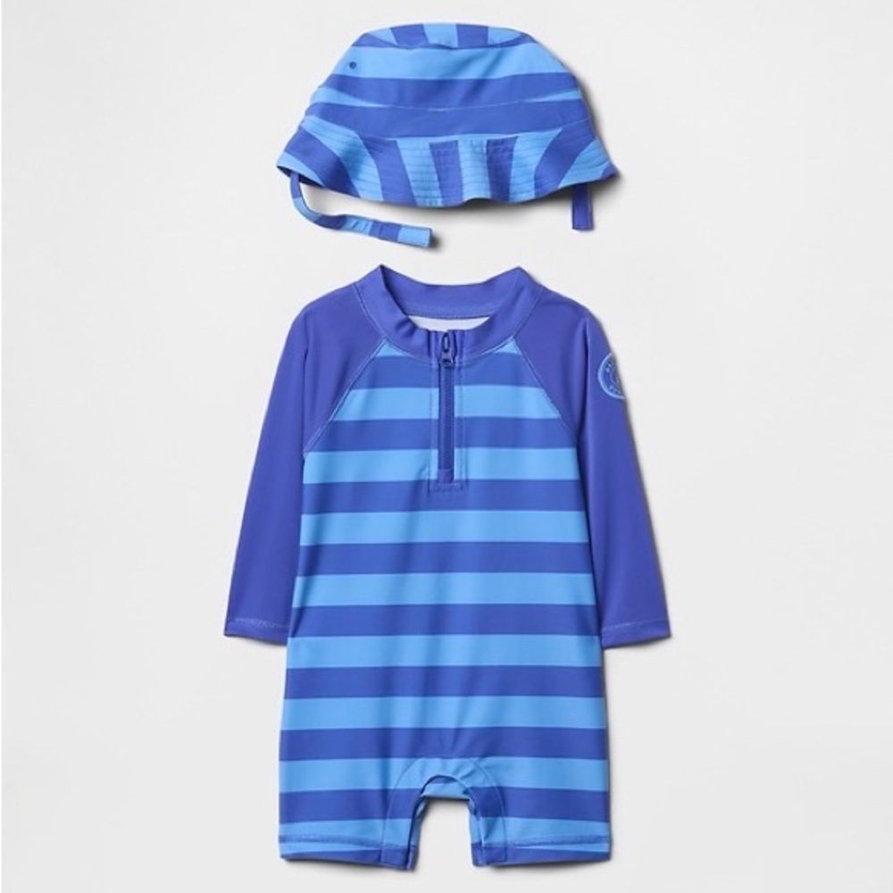 Gap Baby Rash Guard & Reversible Hat Swim Set 18-24 Months